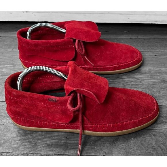 Vans Surf Sliders Mohikan Red Suede Leather Moccasins  Size 6 - Picture 4 of 10